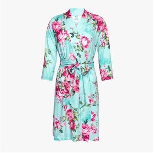 Posh Peanut Aqua Floral Robe, NIB